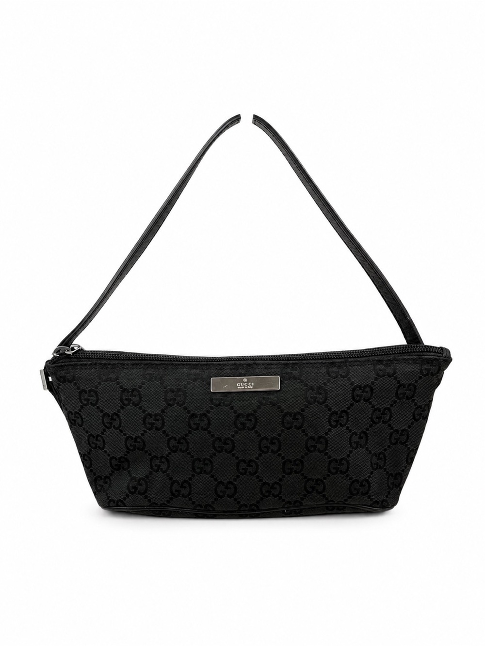 Gucci GG Canvas Black Mini Shoulder Bag Pochette Zip Top Handbag Italy
